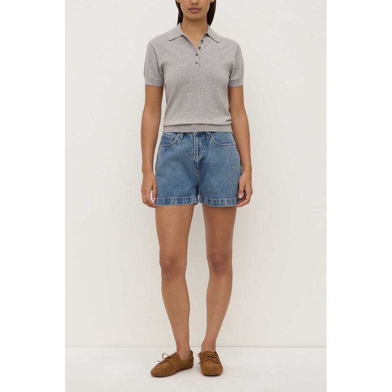 Assembly Label Sloane Cotton Cashmere Polo Grey Marle image number 3